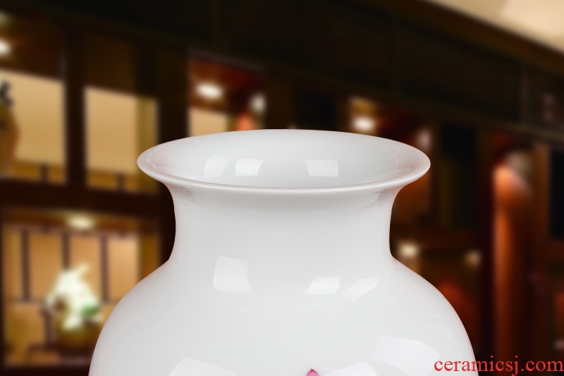 Famous jingdezhen ceramics vase Xia Guoan works upscale gift hand famille rose porcelain lotus the qing the lad bottle