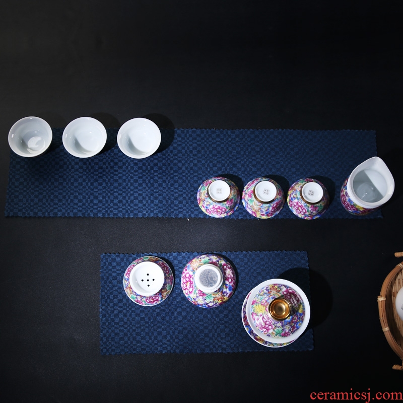 The Product of jingdezhen porcelain remit colored enamel tea set carpet of tureen fair keller set of filter sample tea cup
