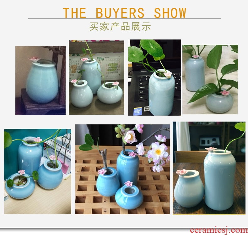 Jingdezhen ceramic creative floret bottle flower mini floral outraged Nordic home decoration copper flower pot grass in the plants