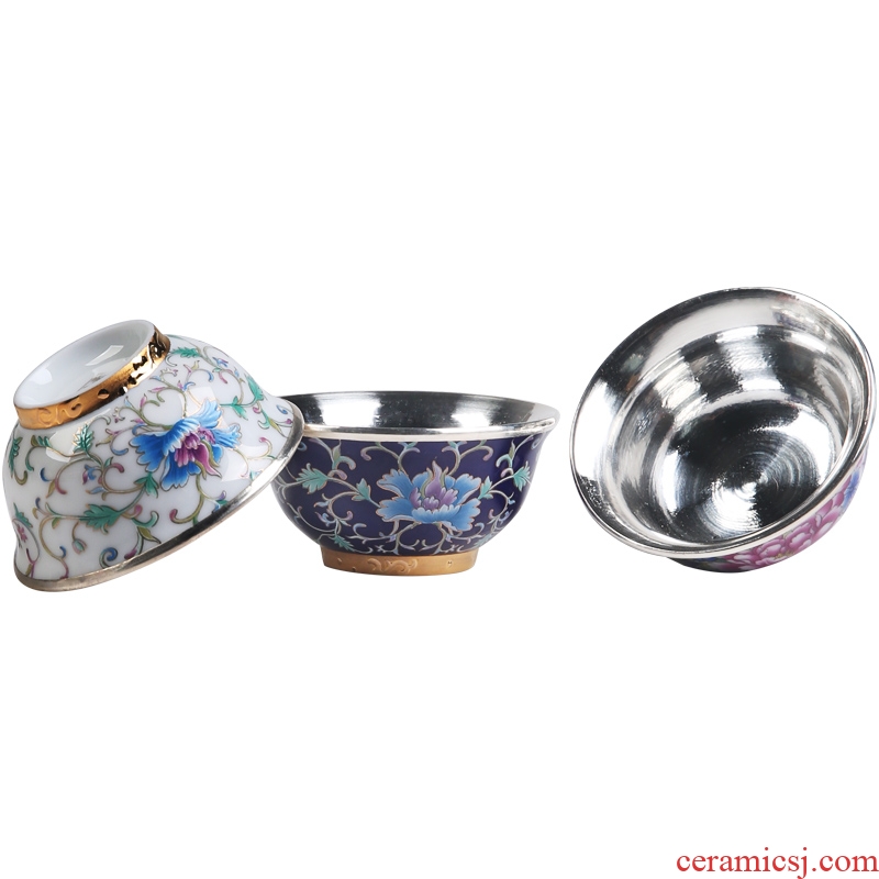 The Product porcelain send fine silver package porcelain single CPU excessive penetration porcelain silvering master cup colored enamel, grilled ceramic kung fu tea tea