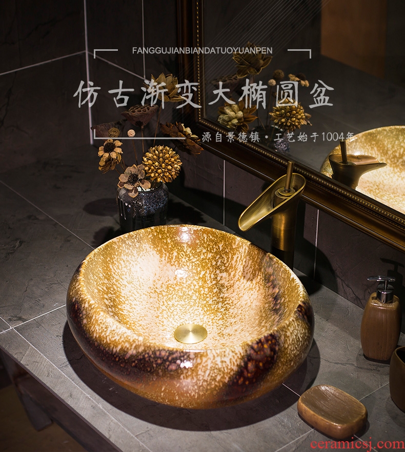 On the ceramic basin oval lavatory toilet stage basin of Chinese style restoring ancient ways of art basin On the sink