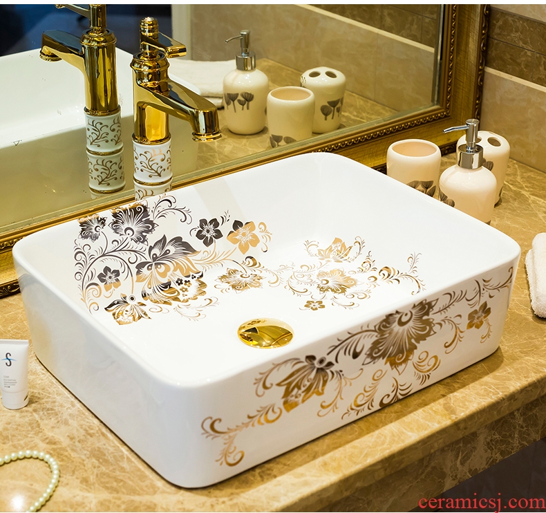 Ceramic basin basin European - style lavabo stage basin of household toilet wash basin rectangular art basin