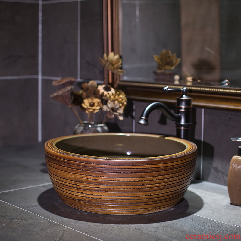 Ceramic toilet lavabo stage basin round art wood marble sinks contracted household restoring ancient ways