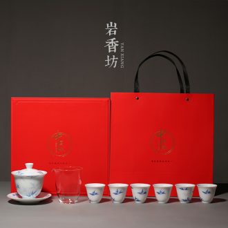 YanXiang fang ceramics hand - made tea suit kung fu tea set bamboo household travel suit
