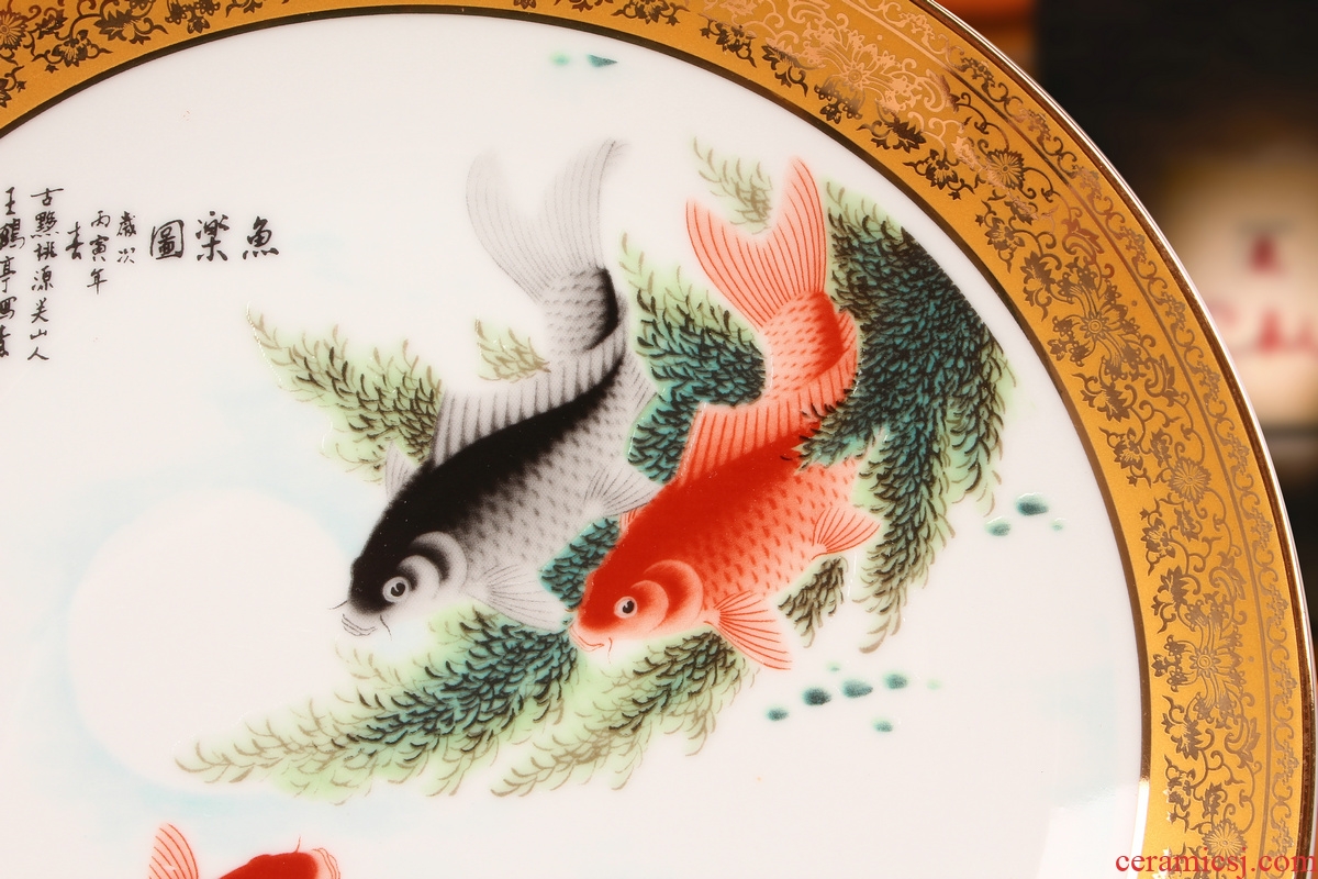 Jingdezhen chinaware paint fish by hang dish plate faceplate modern fashionable sitting room decoration home furnishing articles