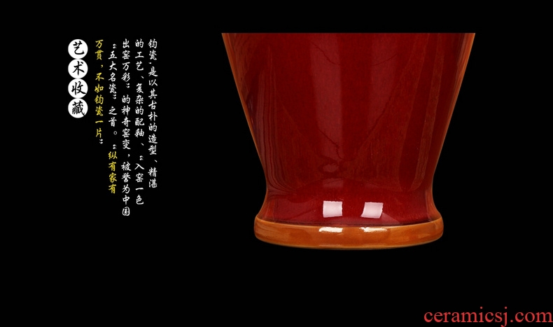Jingdezhen ceramic vases, Chinese flowering crabapple red archaize of jun porcelain up change goddess of mercy bottle was contracted and I adornment is placed
