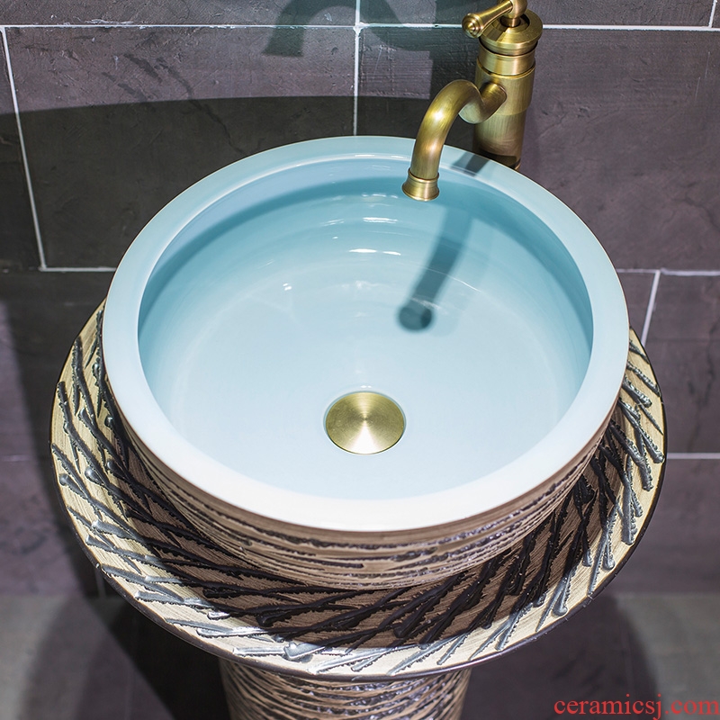 Is suing balcony sink basin pillar landing ceramic vertical lavatory basin one - piece art column basin