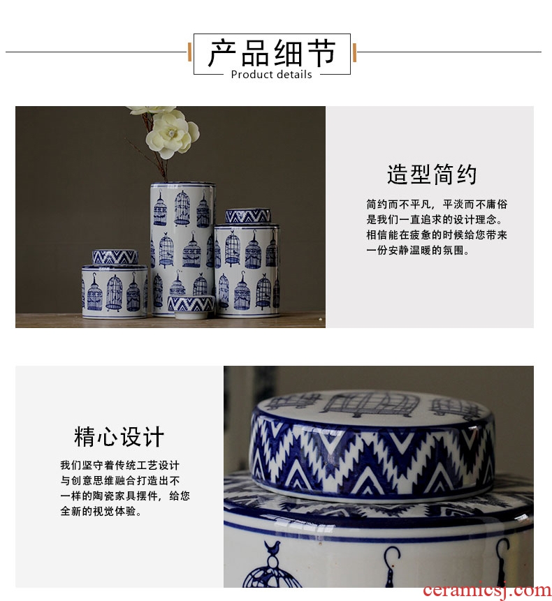 The sitting room porch ark place jingdezhen blue and white porcelain home decoration drum example room decoration ceramic pot
