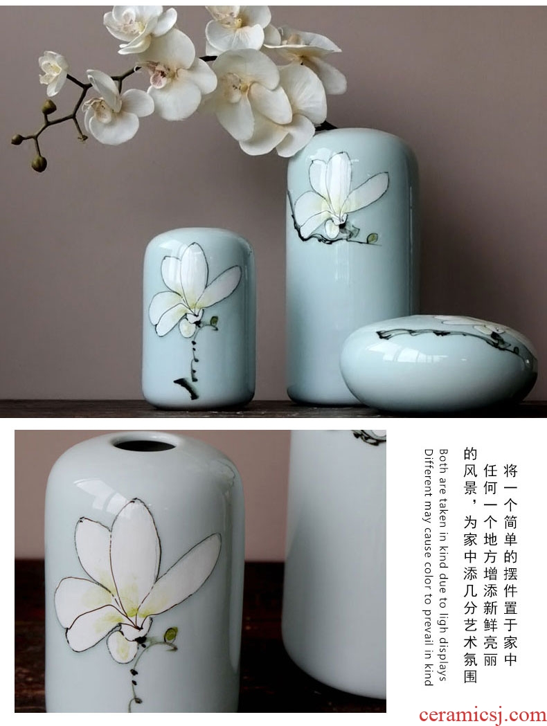 Jingdezhen ceramic vase furnishing articles dried flowers, flowers, flower arrangement sitting room porch between new Chinese style household decoration decoration plate