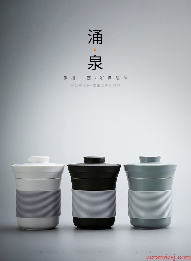 JiaXin float glass ceramic with cover filter glass tea cup cup office portable tea cup