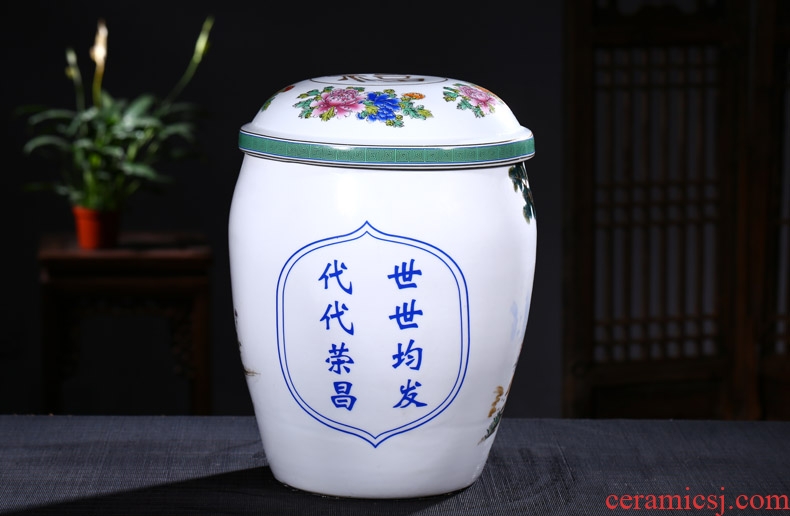 Jingdezhen ceramic urn burial articles large double cover ceramic cinerary urn burial removal tank of ashes