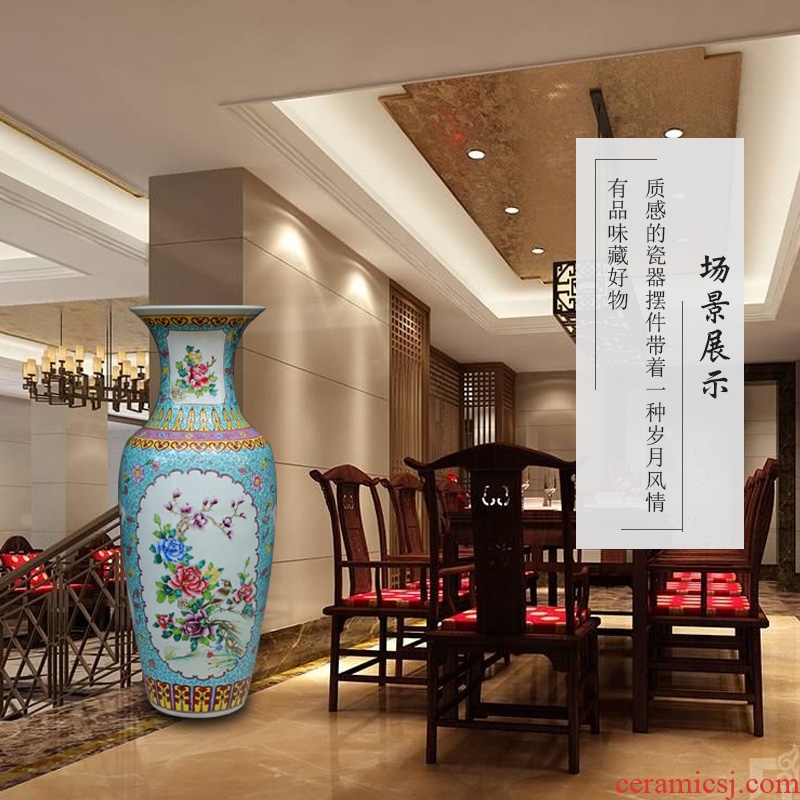 Jingdezhen ceramic large vases, antique hand - made pastel green flower on the lobby was open living room decoration furnishing articles