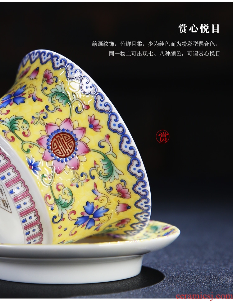 The Product of jingdezhen porcelain remit colored enamel xiangyang spend three to tureen grilled them thin body flower tea Chinese tea bowl