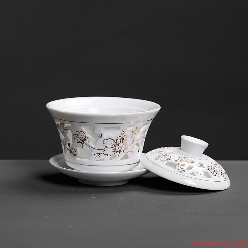 Tea service item decals hollow out double tureen ceramic hot only three bowl of Tea; Preventer personal tea cup Europe type