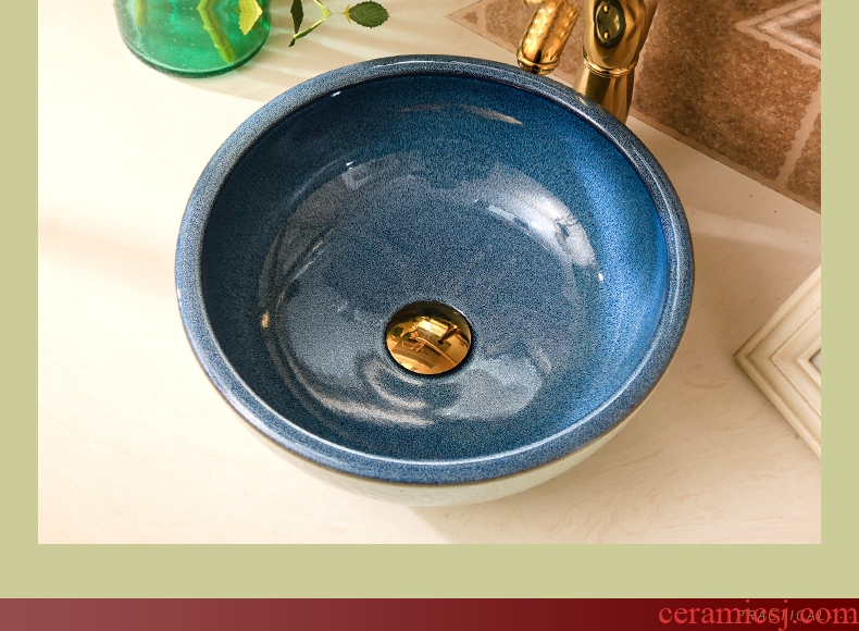 Ceramic small lavabo stage basin to small size circular art 35 cm sinks to restore ancient ways small household