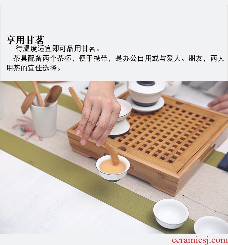 The Product porcelain hui xuan wen zen tea set square bamboo tea tray was kung fu tea set of a complete set of ceramics