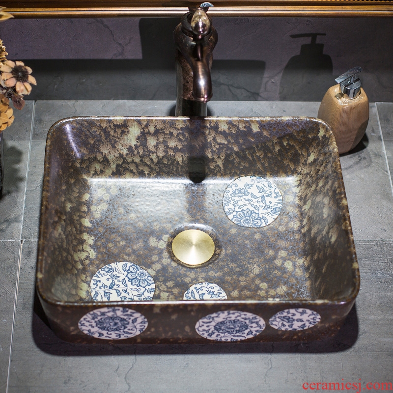 Rectangular antique art ceramic stage basin sink basin bathroom washs a face basin restoring ancient ways home ideas