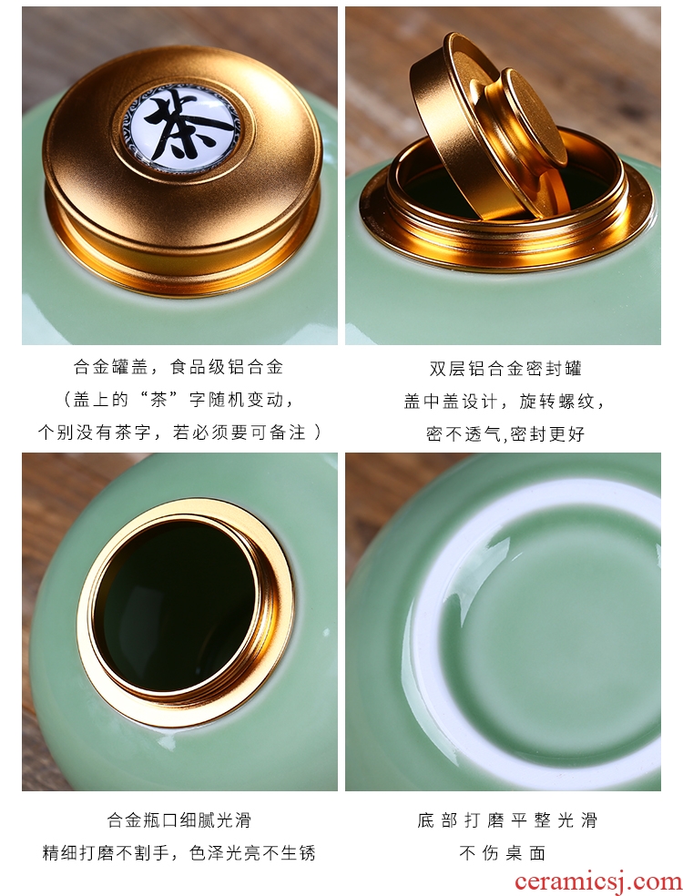 Household seal pot of jingdezhen ceramics caddy fixings elder brother up honey pot alloy cover moisture preservation POTS are large