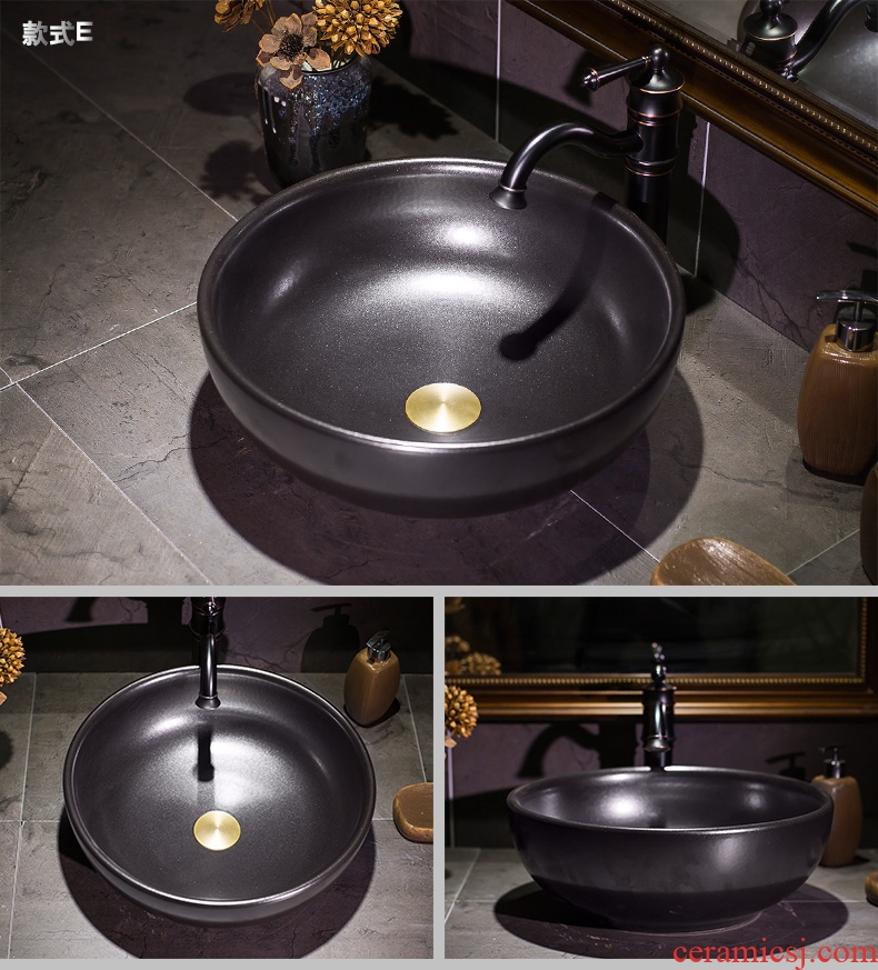 Black art stage basin to the small size of jingdezhen ceramic round bowl lavatory basin stage basin that wash a face to wash your hands