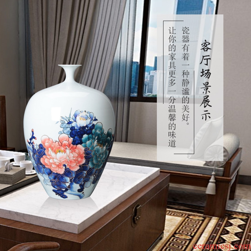 The see colour blue and white porcelain of jingdezhen ceramics vase blooming flowers, vases, Chinese style living room a study place decoration