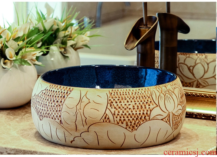 Restore ancient ways round ceramic stage basin sink circle on the mini small size 41 cm small