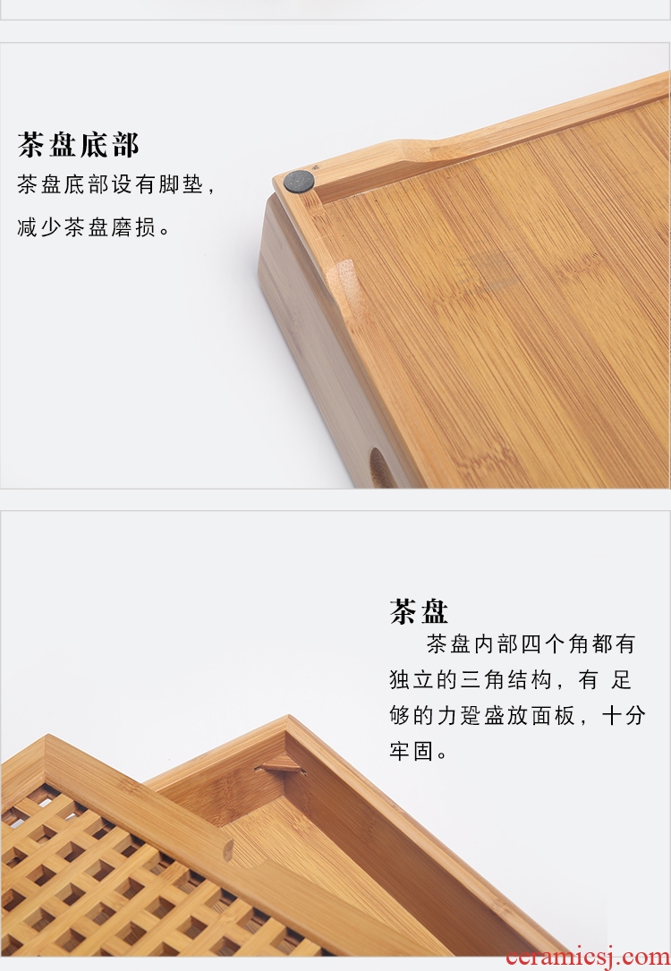 The Product porcelain hui xuan wen zen tea set square bamboo tea tray was kung fu tea set of a complete set of ceramics