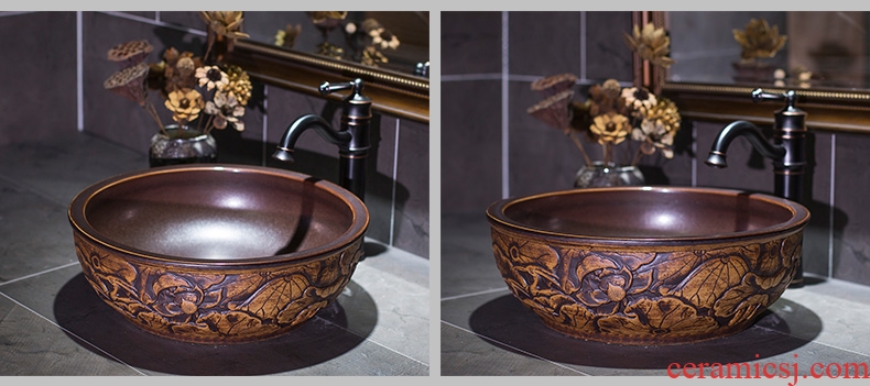 The sink basin sink on restoring ancient ways ceramic household washing basin round antique art creative move