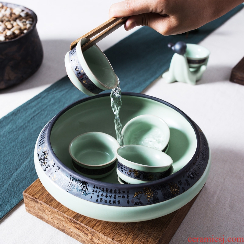 Qin Yi elder brother up of a complete set of kung fu tea set suits for your up household ceramics teapot open a piece of ice to crack glaze porcelain gift boxes