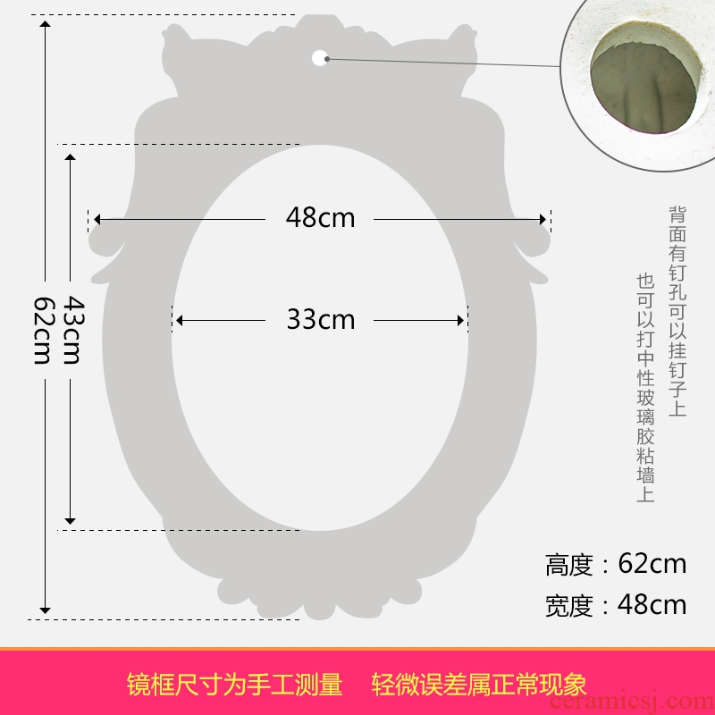 Chinese style antique mirror hanging in the bathroom mirror bathroom toilet bathroom mirror bathroom cosmetic mirror high temperature ceramic picture frame