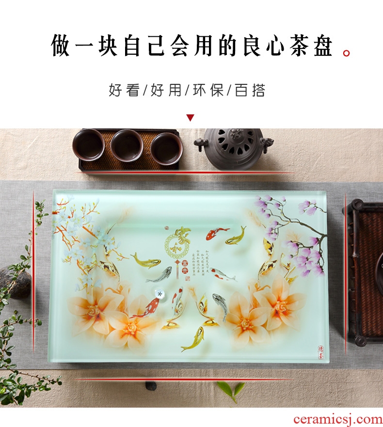 Home sitting room is I and contracted kung fu tea sets a rectangle big tea tray was toughened glass ceramic glass tea table