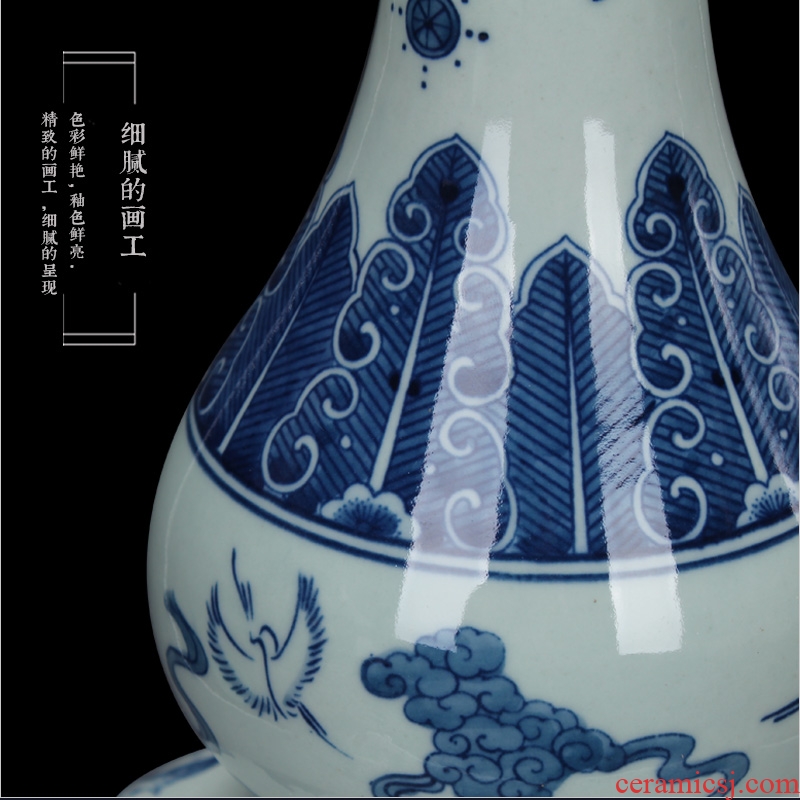 Jingdezhen ceramics hand - made the opened a great sea of blue and white porcelain bottle gourd vase was Chinese style household furnishing articles