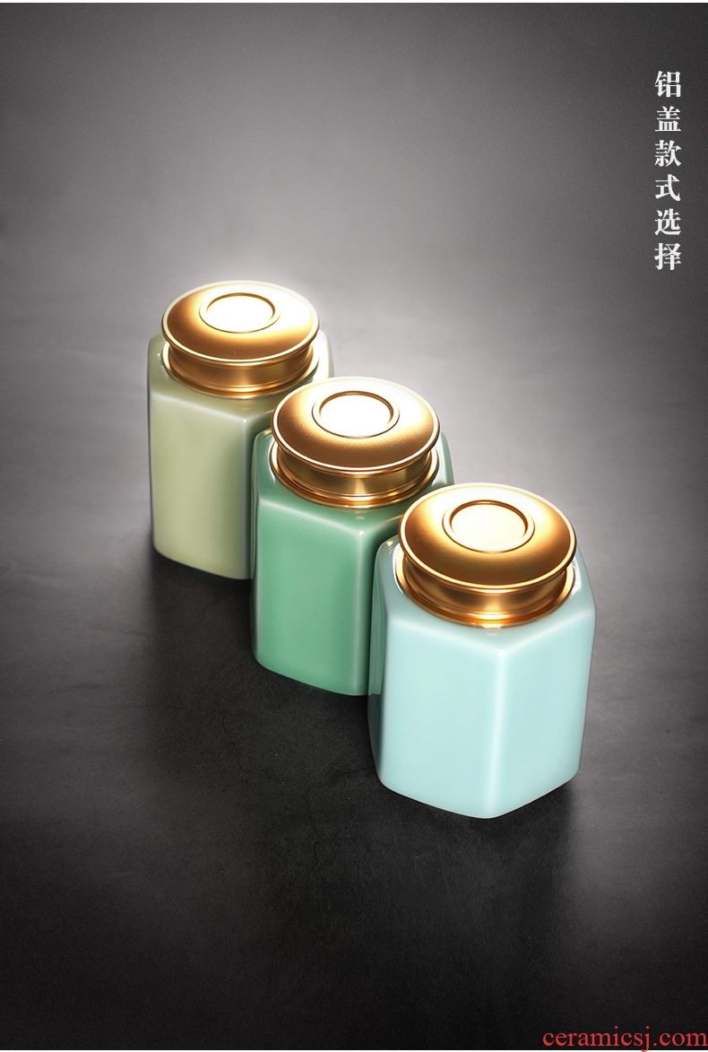 Caddy fixings ceramic seal household storage POTS tea accessories receives POTS sealed storage jar of longquan celadon