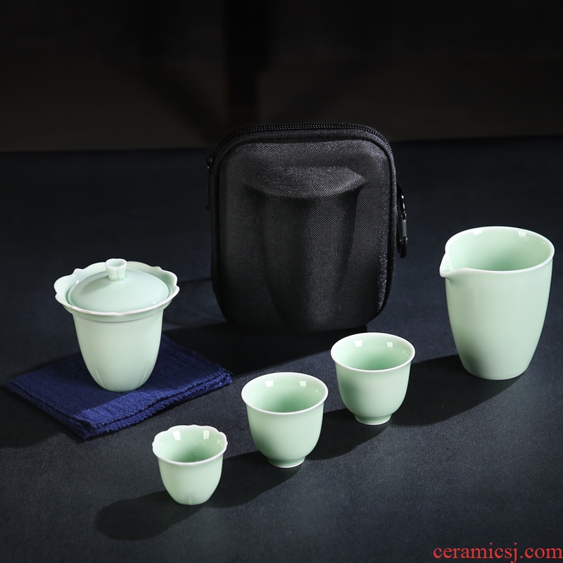 The Product celadon porcelain remit portable travel tureen crack filter glass "bringing a pot of three girlfriends ceramic tea set