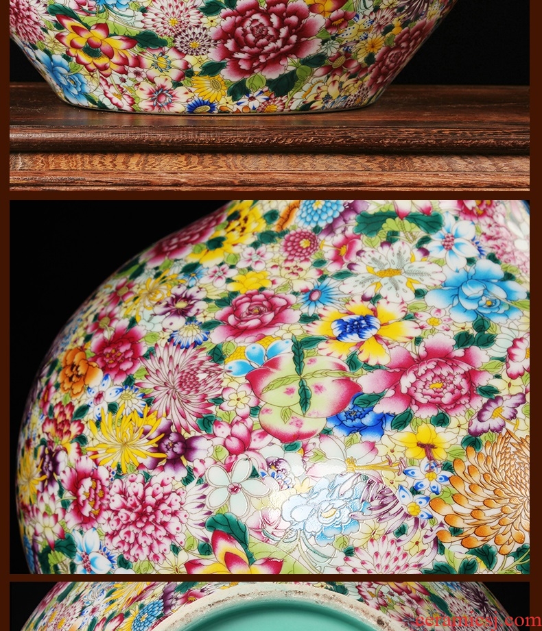 Jingdezhen ceramics vase archaize principal enamel vase pastel color than classical hand - made furnishing articles ornaments