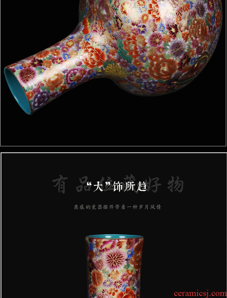 Jingdezhen ceramics hand - made wire inlay enamel see phoenix celestial flower vase collection of Chinese style household crafts