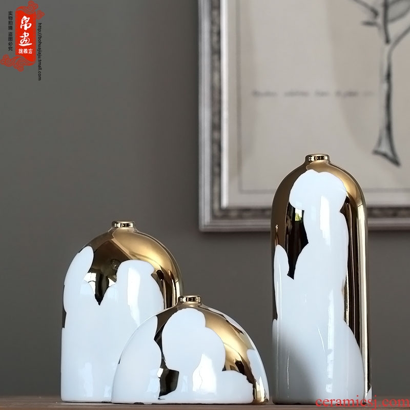Jingdezhen ceramic checking gold - plated flower household act the role ofing is tasted furnishing articles flower arranging TV ark, decoration decoration