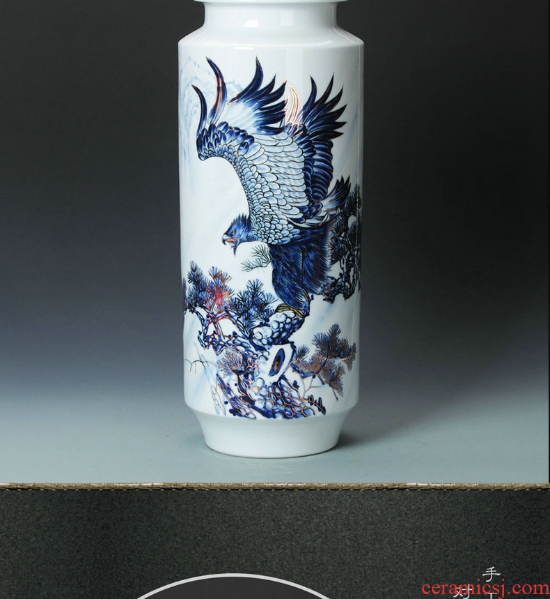 Blue and white see colour porcelain jingdezhen ceramics by hand unfolds the vase modern home furnishing articles