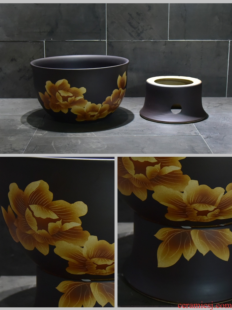 Jingdezhen ceramic golden peony mop pool home antique art restoring ancient ways is the balcony toilet easy mop pool