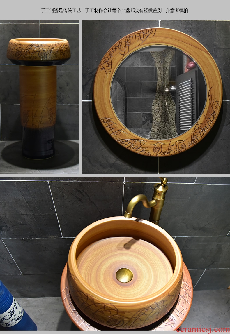 Balcony column basin sink toilet ceramic sinks one pillar sink console small family