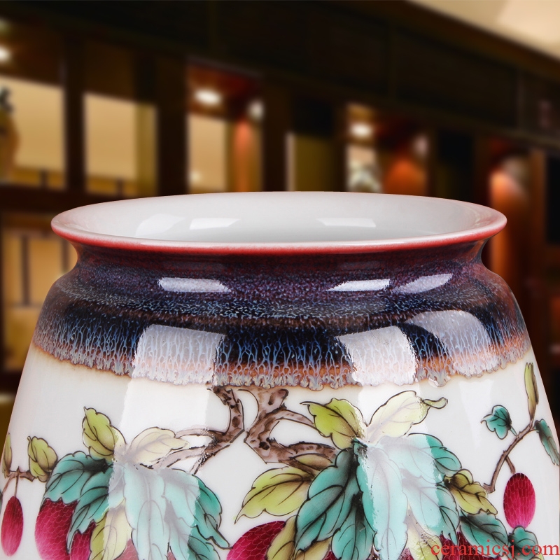 Xia Guoan vase high - grade hand - made works of jingdezhen ceramics powder enamel color glazed chicken prosperous new vase