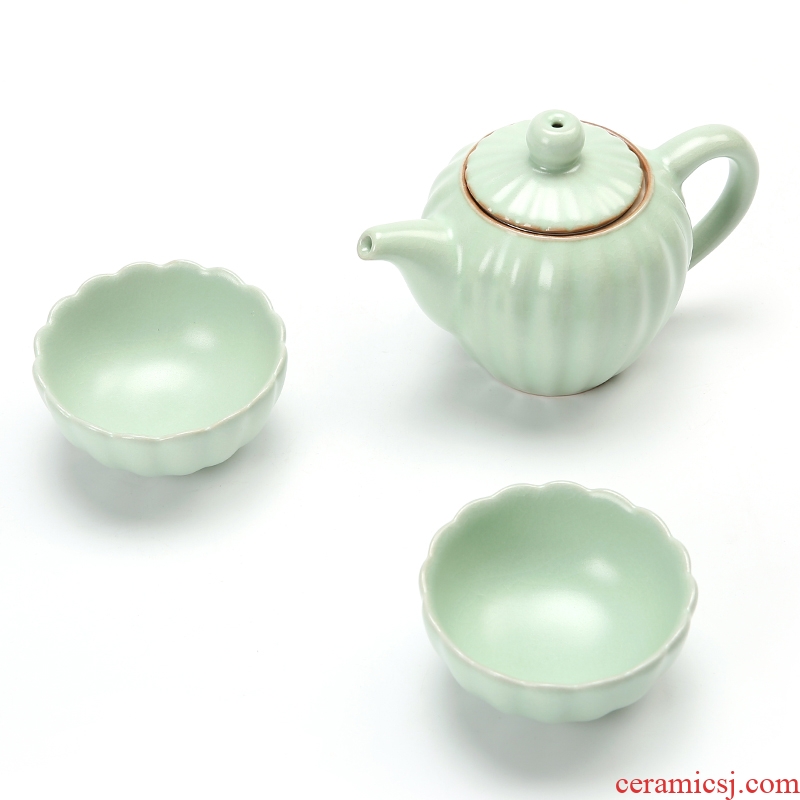 Passes on technique the up with your up with a pot of two cup of portable travel ceramic crack cup kung fu tea set cup teapot