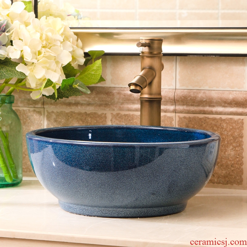 Ceramic small lavabo stage basin to small size circular art 35 cm sinks to restore ancient ways small household