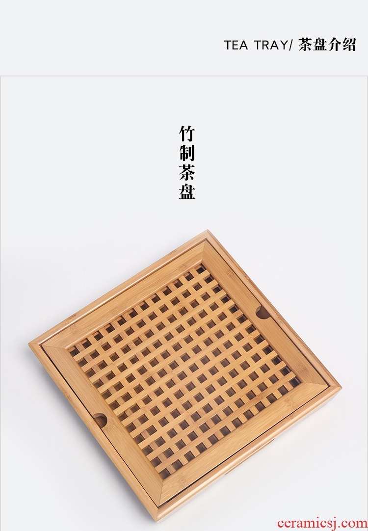 The Product porcelain hui xuan wen zen tea set square bamboo tea tray was kung fu tea set of a complete set of ceramics