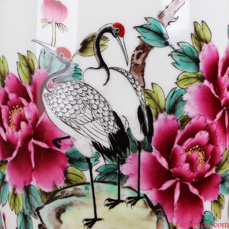 Famous Xia Guoan high - grade gift porcelain vase hand - made works of jingdezhen ceramics powder enamel wealth and longevity