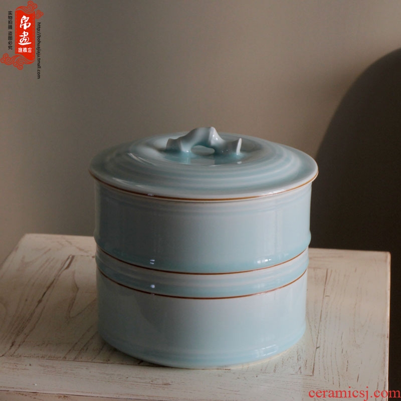 Jingdezhen ceramics furnishing articles caddy fixings seven cakes tea tea urn storage device manually throwing teahouse desktop decoration seal