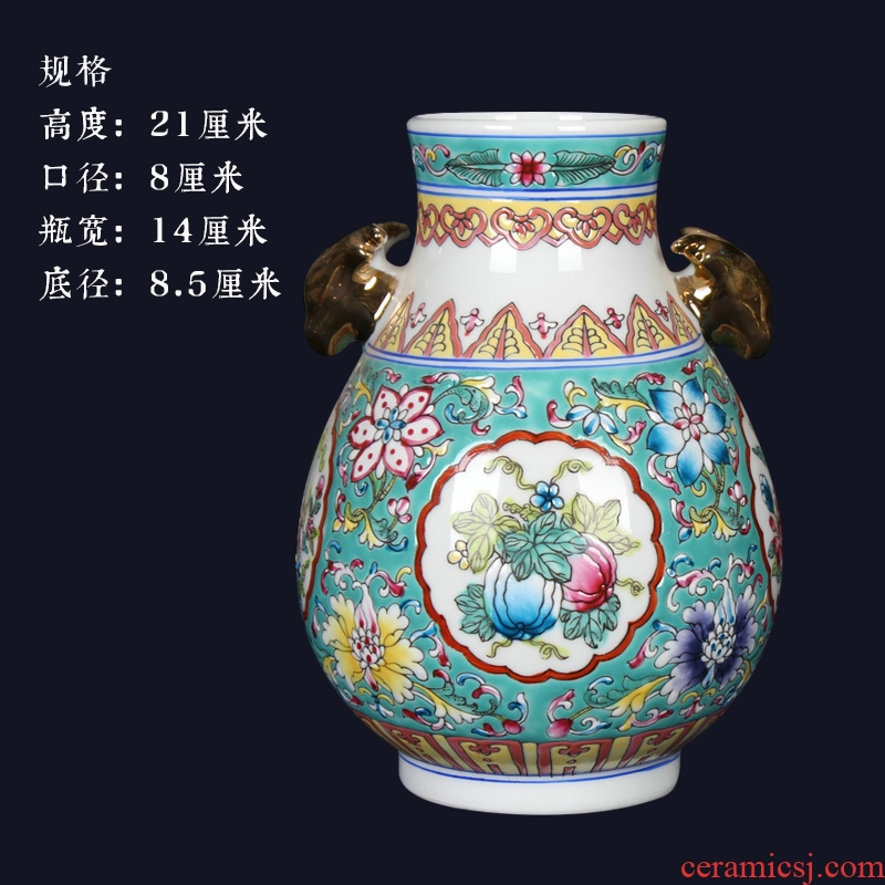 Jingdezhen ceramics, vases, antique Chinese style is classic hand - drawn pastel flowers deer head altar statute of crafts are set