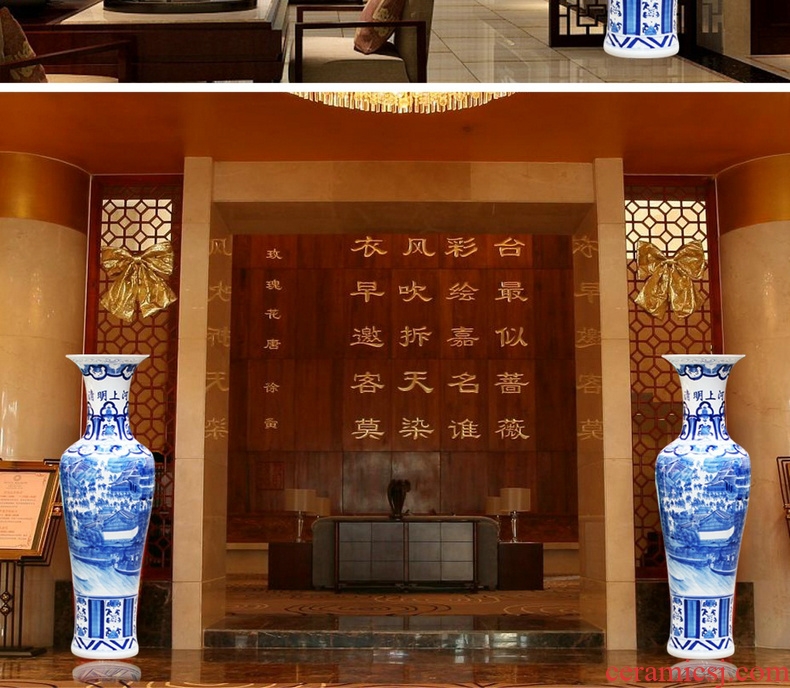 Jingdezhen ceramics hand - made ching Ming blue and white porcelain painting kk hotel lobby sitting room adornment is placed