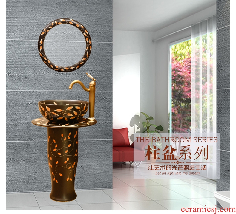 The small family small balcony pillar lavabo one - piece simple toilet ceramic lavatory basin basin