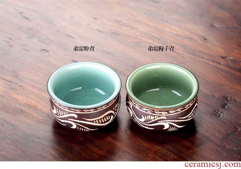 Longquan celadon ceramic cups household kung fu tea cups individual sample tea cup tea master cup single cup by hand