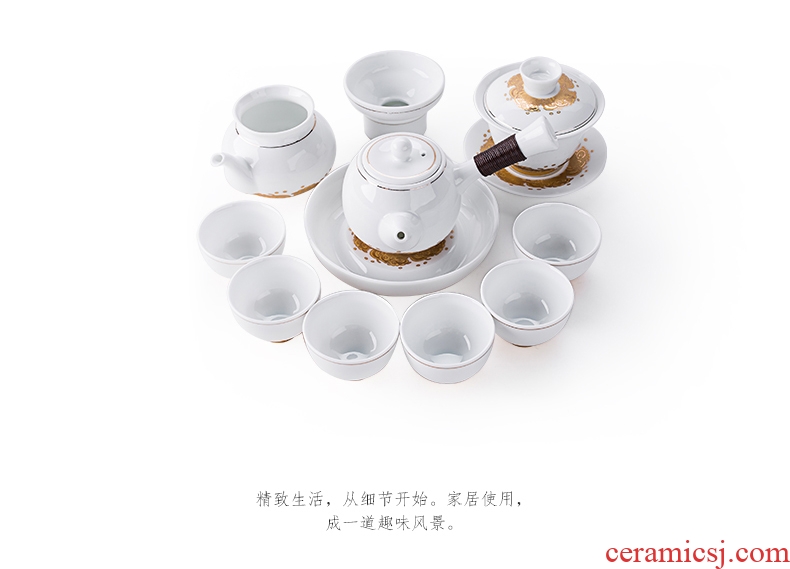 Friend is blue and white porcelain tea set kung fu tea set ceramic teapot tureen side of a complete set of domestic cup suits for